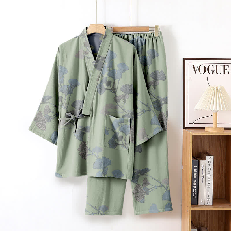 Ginkgo Leaf Organic Cotton Kimono Loungewear - image 3