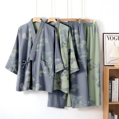 Ginkgo Leaf Organic Cotton Kimono Loungewear - image 2
