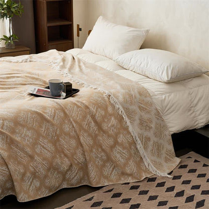 Retro Pattern Reversible Cotton Tassel Quilt - image 6