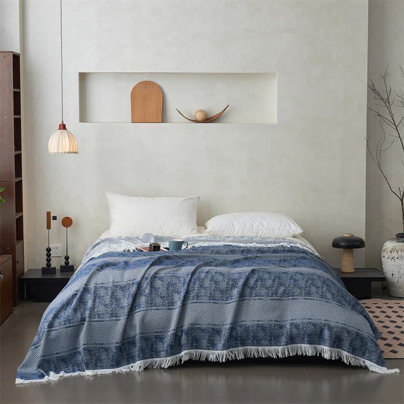 Modern Jacquard Reversible Cotton Tassel Quilt - image 6