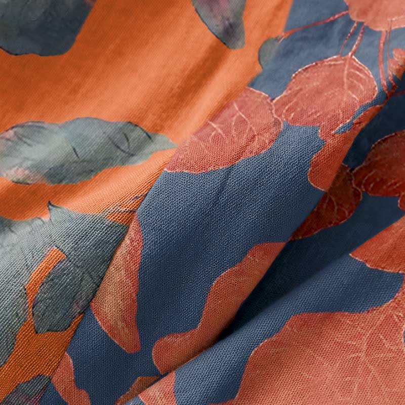 Botanical Leaf Cotton Gauze Kimono Robe - image 12