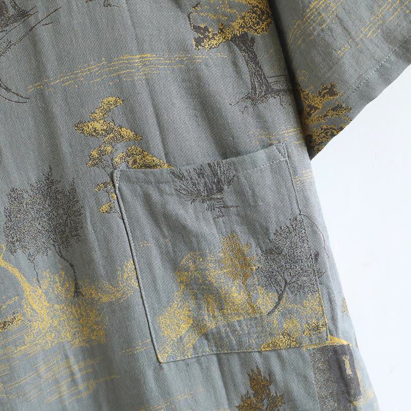 Unisex Landscape Cotton Gauze Bathrobe - image 6