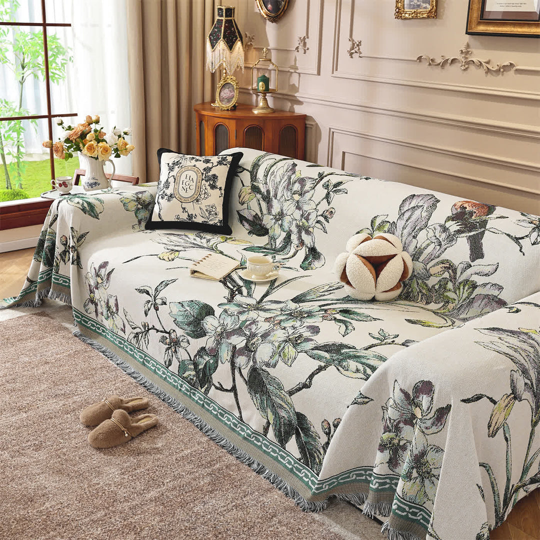 Luxurious Floral Chenille Sofa Throw Blanket - 71" x 134" - image 1