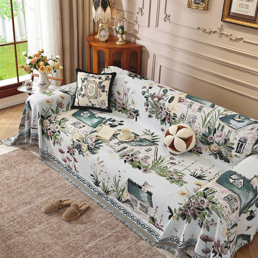 Countryside Town Chenille Sofa Throw Blanket - 71" x 134" - image 1