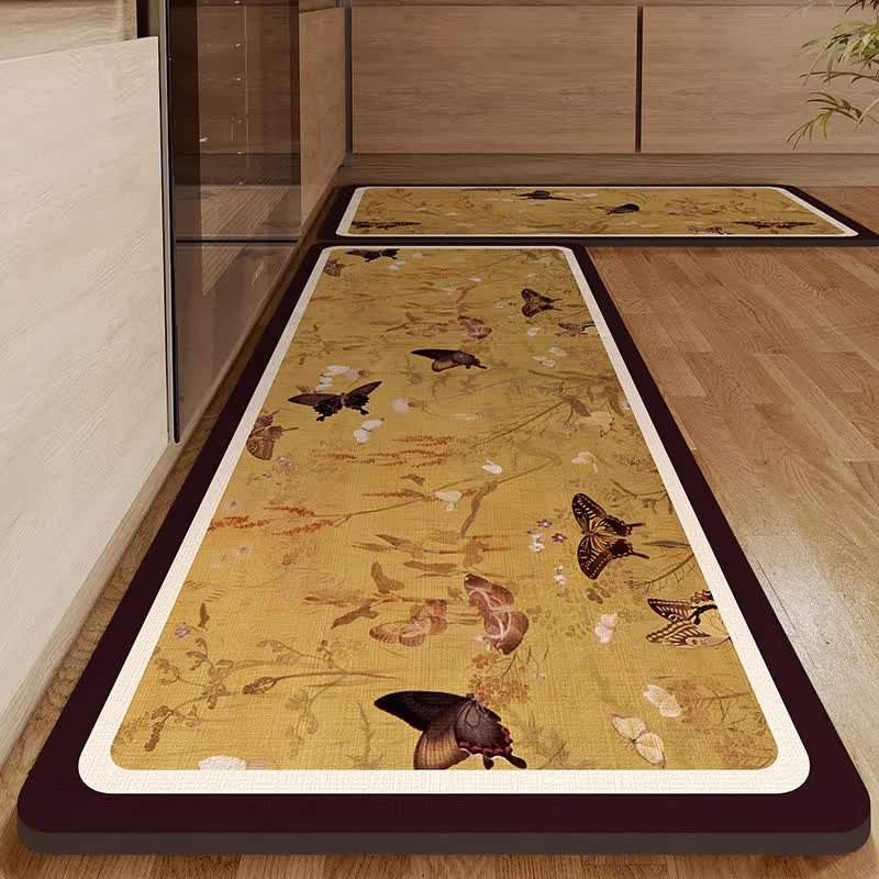 Pastoral Butterfly Diatom Mud Water-absorbent Rug - 19" x 31"+19" x 63" - image 1