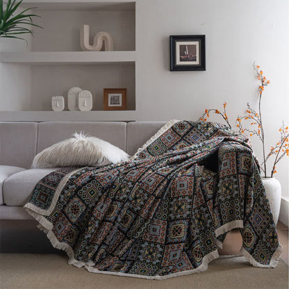 Geometric Plaid Sofa Throw Blanket - 71" x 134" - image 4