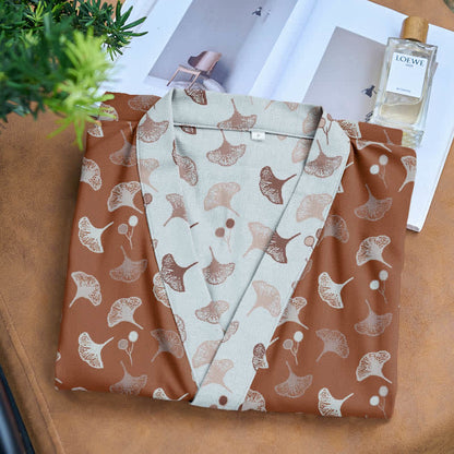 Two-Tone Ginkgo Cotton Gauze Kimono Robe - image 28