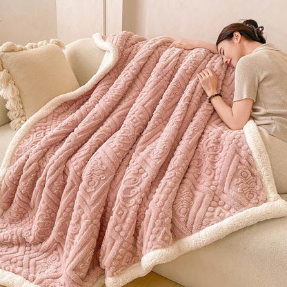 Plush Floral Sherpa Fleece Warm Blanket - image 4