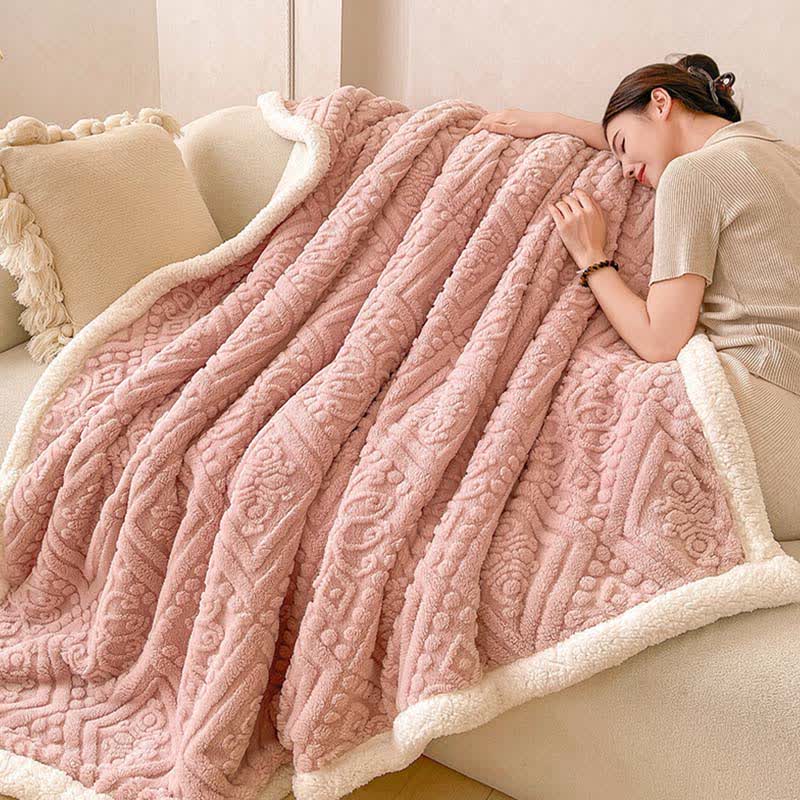 Plush Floral Sherpa Fleece Warm Blanket - image 3