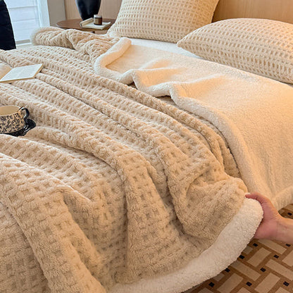 Textured Waffle Sherpa Throw Blanket - image 3