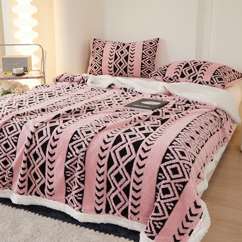 Striped Diamond Jacquard Warm Blanket - image 4