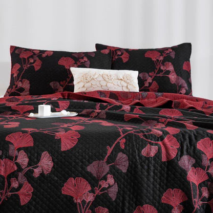 Orange Ginkgo Leaf Cotton Reversible Quilt - image 15