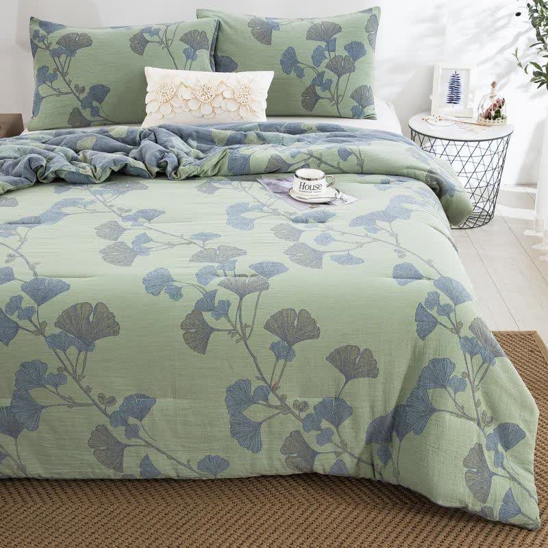 Ginkgo Leaf Cotton Gauze Reversible Bedding  - image 2