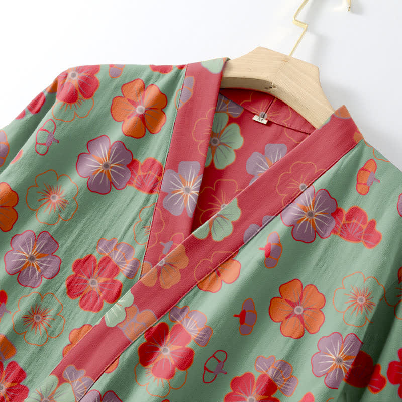 Plum Blossom Cotton Gauze Kimono Robe - image 11