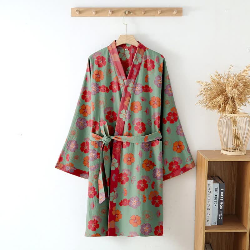 Plum Blossom Cotton Gauze Kimono Robe - image 9