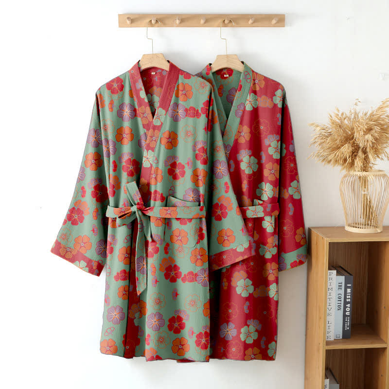 Plum Blossom Cotton Gauze Kimono Robe - image 2