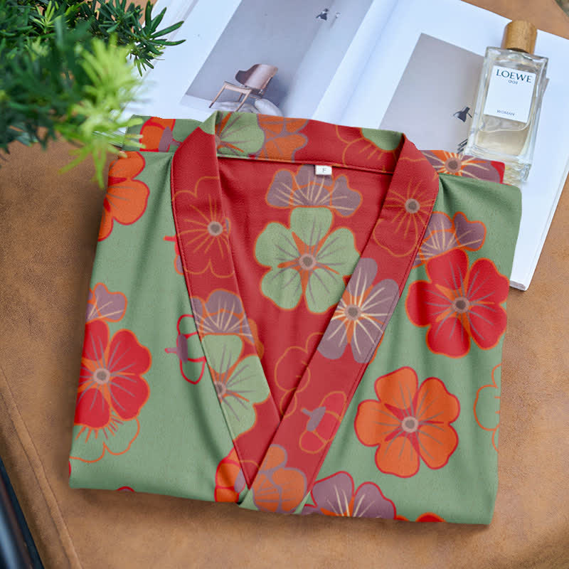 Plum Blossom Cotton Gauze Kimono Robe - image 10