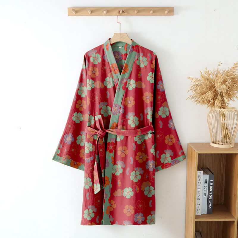 Plum Blossom Cotton Gauze Kimono Robe - image 3