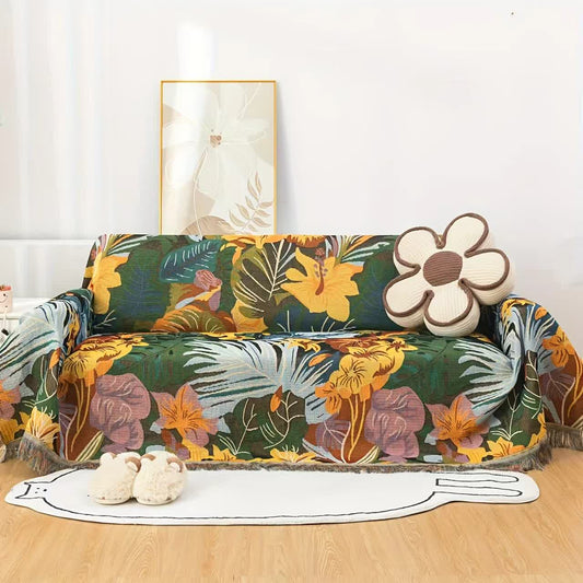 Jungle Flower Sofa Throw Blanket - 71" x 134" - image 0