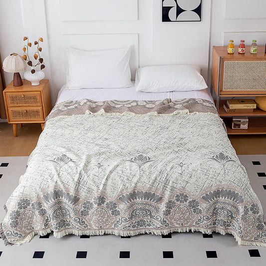 Reversible Retro Floral Natural Cotton Quilt - Queen - image 0
