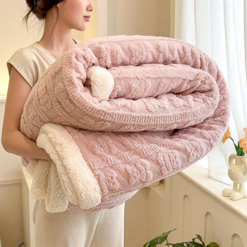Bear Striped Textured Throw Blanket - Pink - Queen - image 1