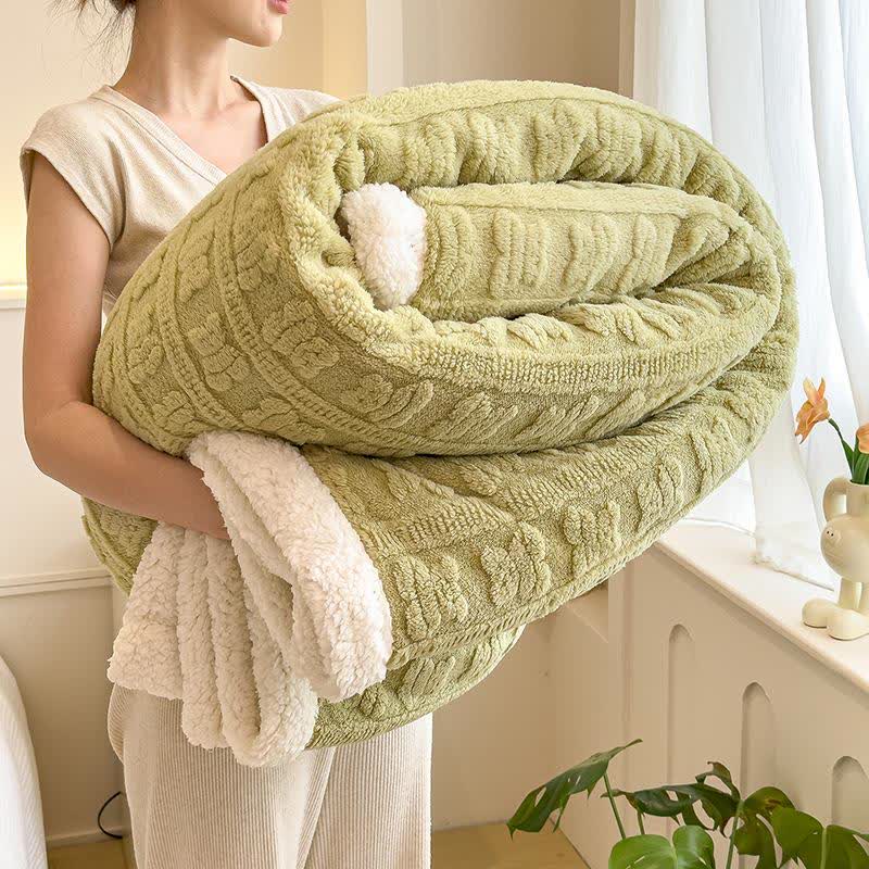 Bear Striped Textured Throw Blanket - Green - Queen - image 6