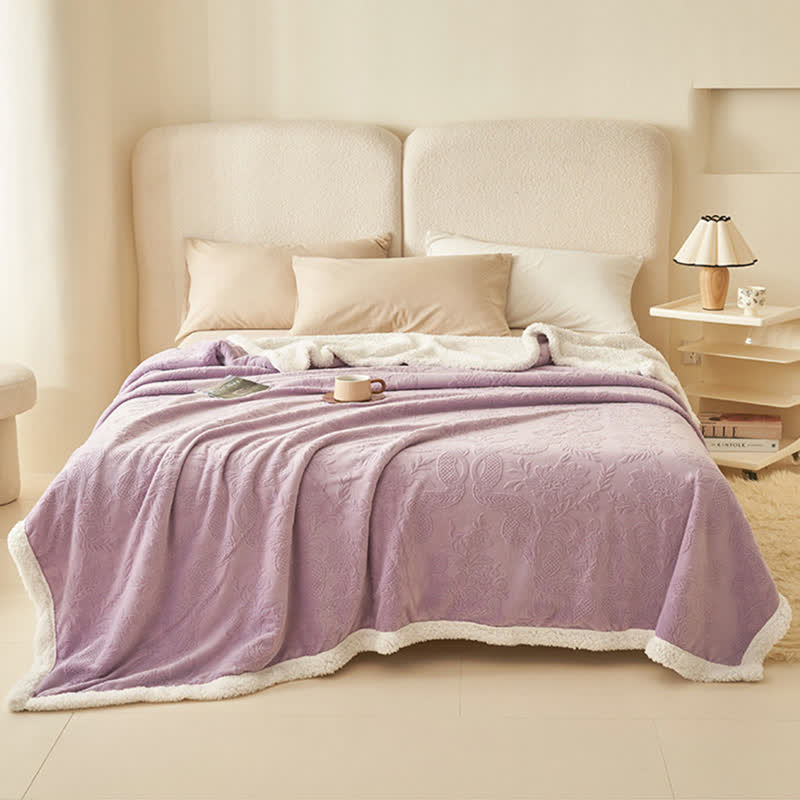 Floral Texture Jacquard Warm Throw Blanket - image 3