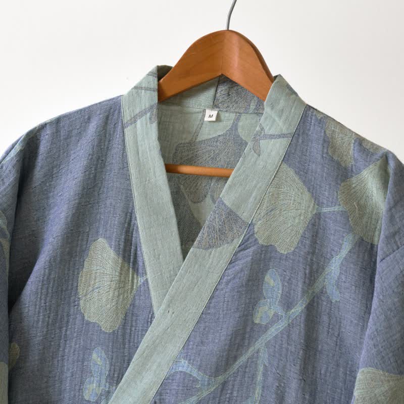 Ginkgo Leaf Organic Cotton Kimono Robe - image 5