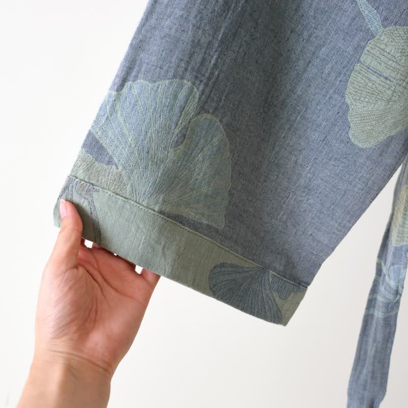 Ginkgo Leaf Organic Cotton Kimono Robe - image 9