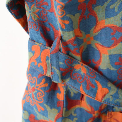 Retro Geometric Pattern Cotton Kimono Robe - image 6