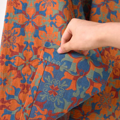 Retro Geometric Pattern Cotton Kimono Robe - image 17