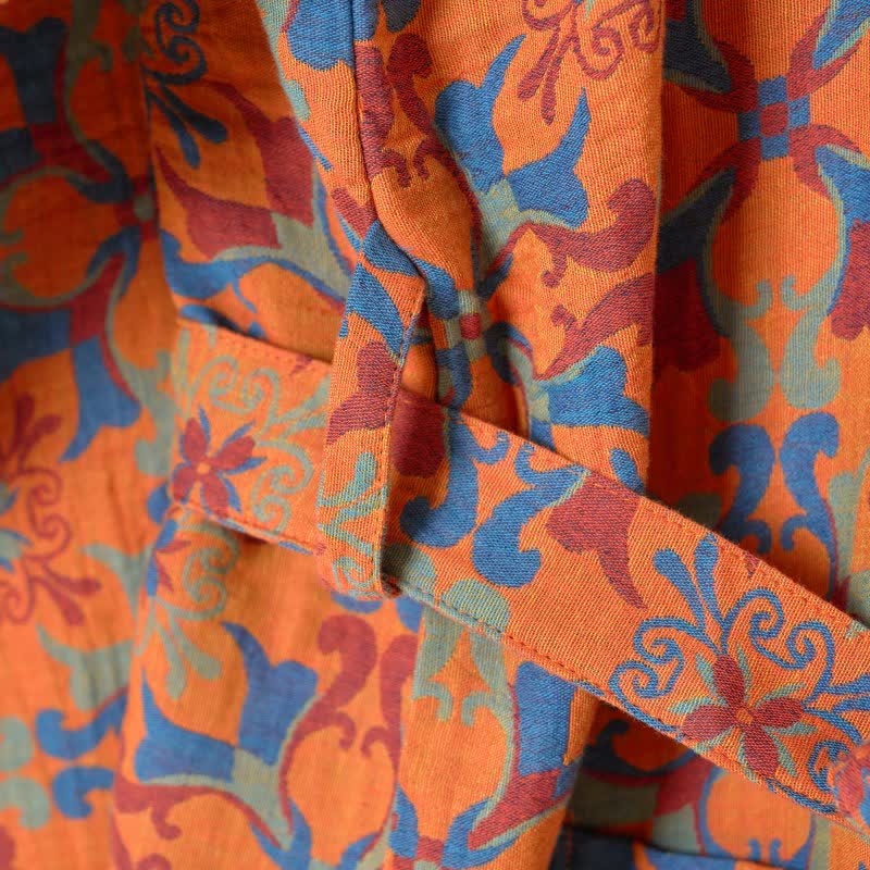 Retro Geometric Pattern Cotton Kimono Robe - image 14