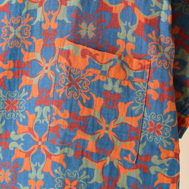 Retro Geometric Pattern Cotton Kimono Robe - image 7
