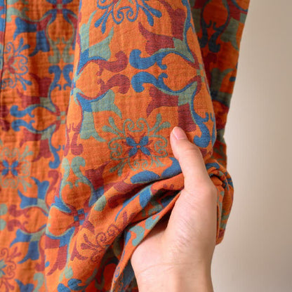 Retro Geometric Pattern Cotton Kimono Robe - image 15