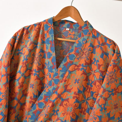 Retro Geometric Pattern Cotton Kimono Robe - image 10