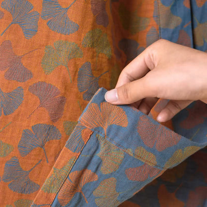 Ginkgo Biloba Cotton Gauze Japanese Robe - image 9
