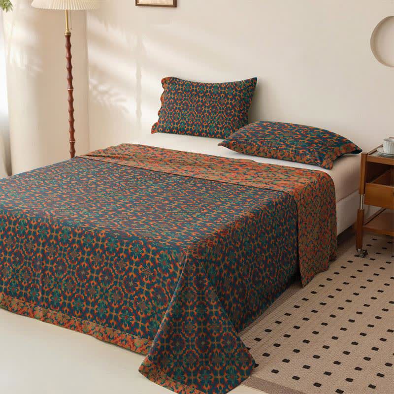 Retro Geometric Pattern Cotton Sheet Bedspread - image 1