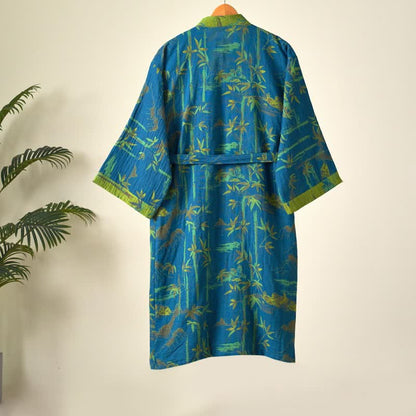 Two-Tone Bamboo Cotton Gauze Kimono Robe - image 16