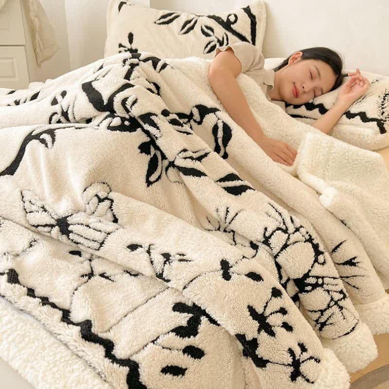 Botanical Leaf Butterfly Warm Throw Blanket - Queen - image 0
