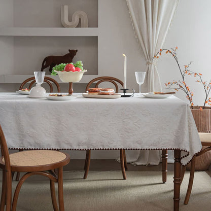 Ethnic Style Retro Pattern Jacquard Tablecloth - White - 63" x 63" - image 11