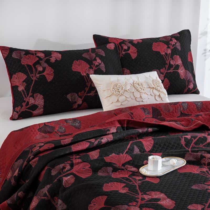 Ginkgo Leaf Natural Cotton Reversible Quilt - image 10