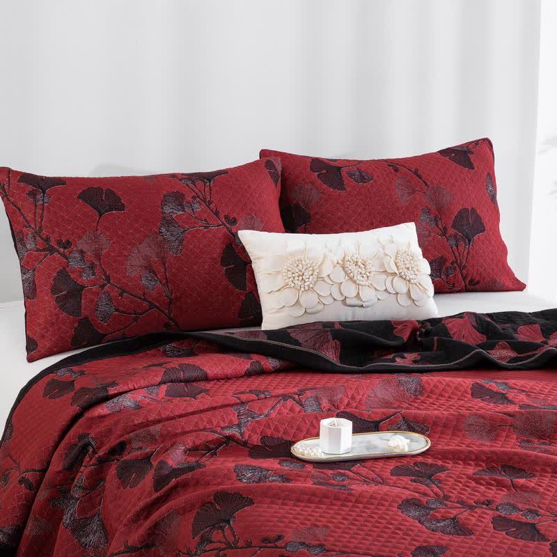 Ginkgo Leaf Natural Cotton Reversible Quilt - image 1