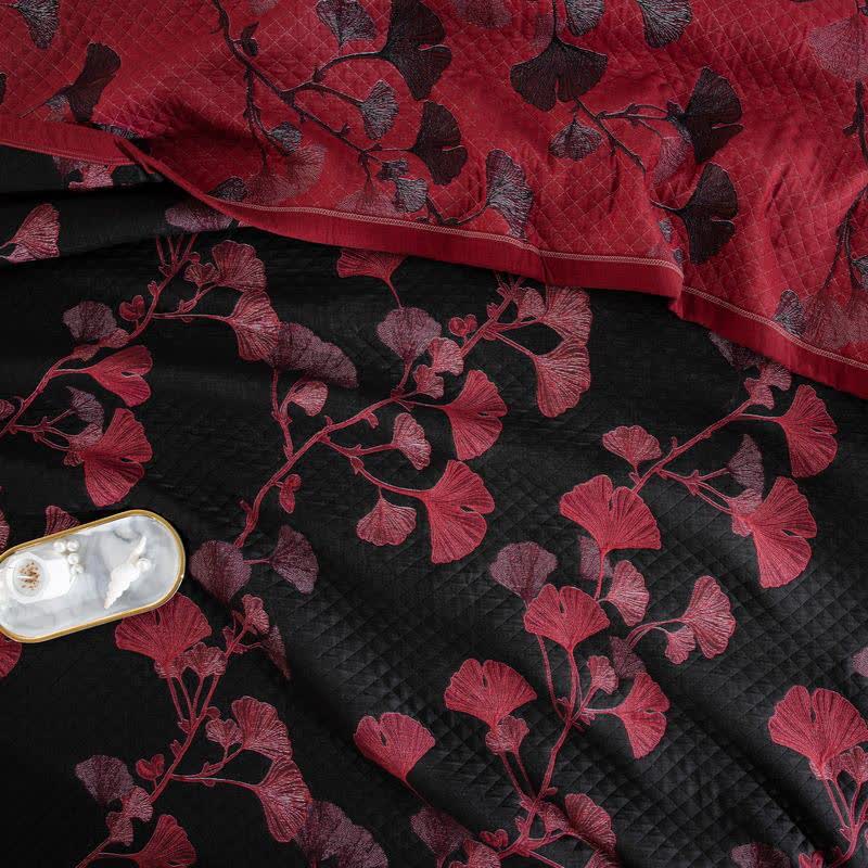 Ginkgo Leaf Natural Cotton Reversible Quilt - image 13