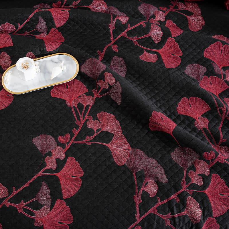 Ginkgo Leaf Natural Cotton Reversible Quilt - image 14