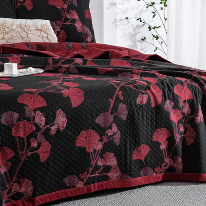 Ginkgo Leaf Natural Cotton Reversible Quilt - image 12