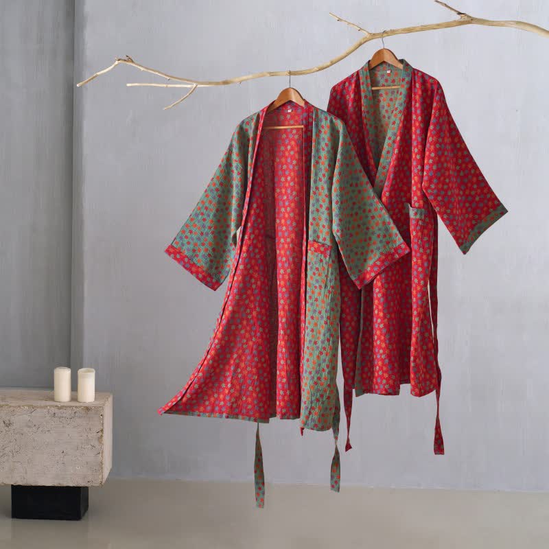 Maple Leaf Organic Cotton Kimono Robe - image 1