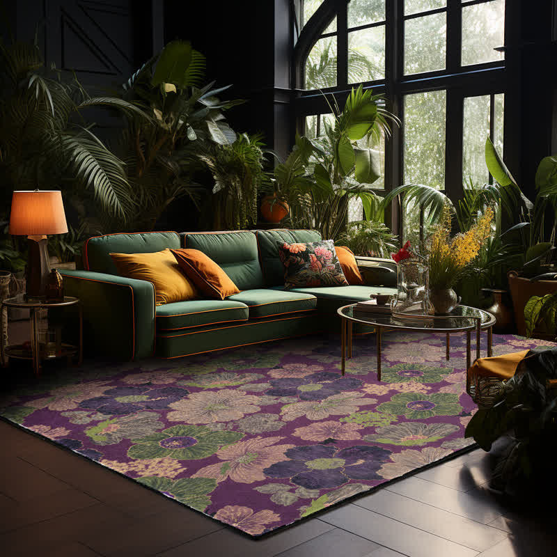 Vintage Botanical Foldable Anti-slip  Area Rug - image 1
