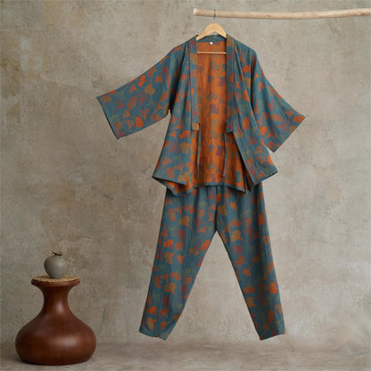 Ownkoti Ginkgo Cotton Gauze Kimono Loungewear Set - image 12