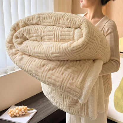 Ownkoti Plaid Jacquard Plush Throw Blanket - Apricot - Queen - image 9