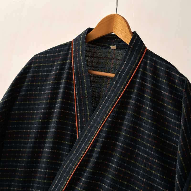 Plaid Organic Cotton Kimono Yukata Robe - image 3